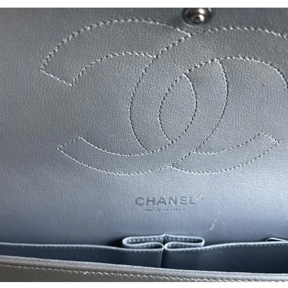 Chanel Silver Large Lambskin Flap Shoulder Bag- 100% Authentic & Rare - Picture 14 of 14